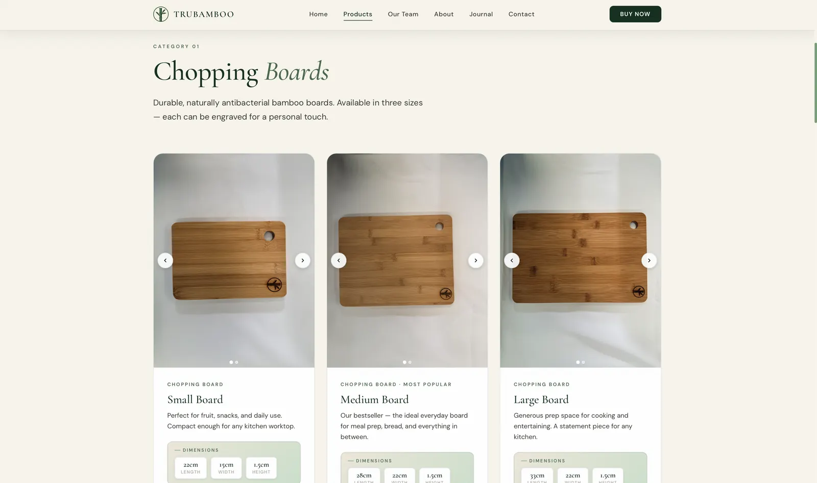 TruBamboo website, screenshot 2
