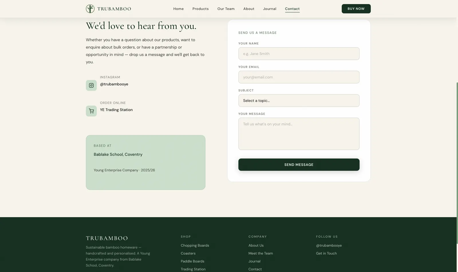 TruBamboo website, screenshot 3