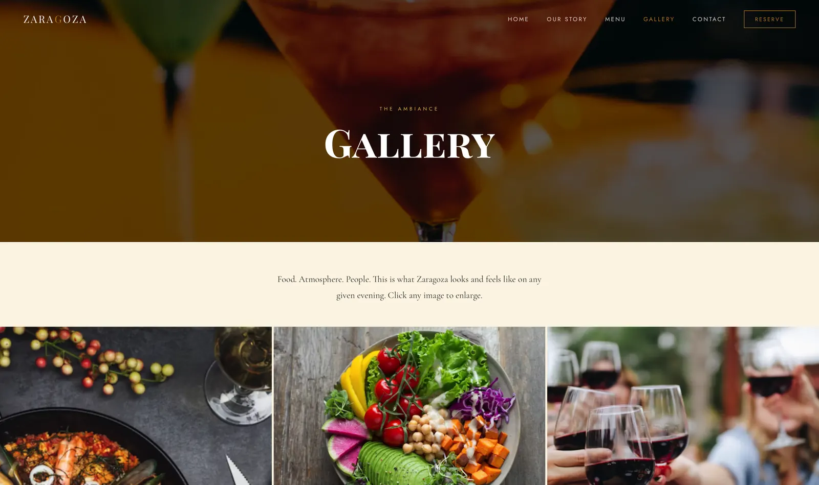 Zaragoza Food website, screenshot 1